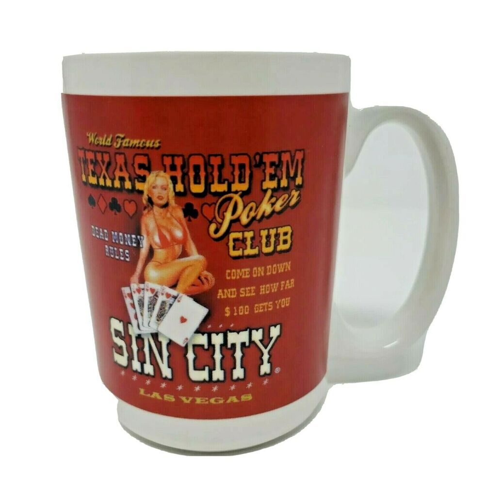 SIN CITY Poker Club Las Vegas Coffee  Mug Texas Hold Em Collectible Extra Large